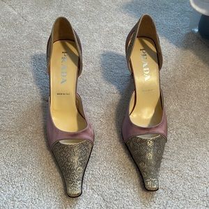 Prada Satin and lizards heeled shoes